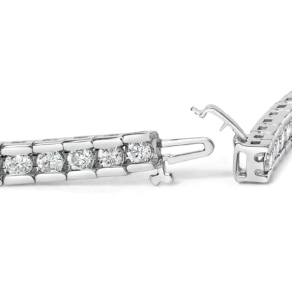 IGI Certified 14K White Gold 6.0Cttw Channel Set Round Diamond Tennis Bracelet (I-J Color, I1-I2 Clarity) - 7" Inches