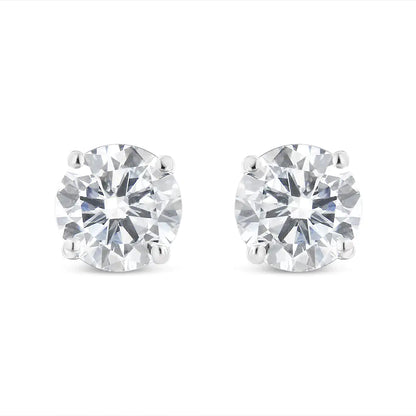 .925 Sterling Silver 1/2 Cttw Miracle Set Princess-cut Diamond Solitaire Stud Earrings (H-I Color, SI2-I1 Clarity)