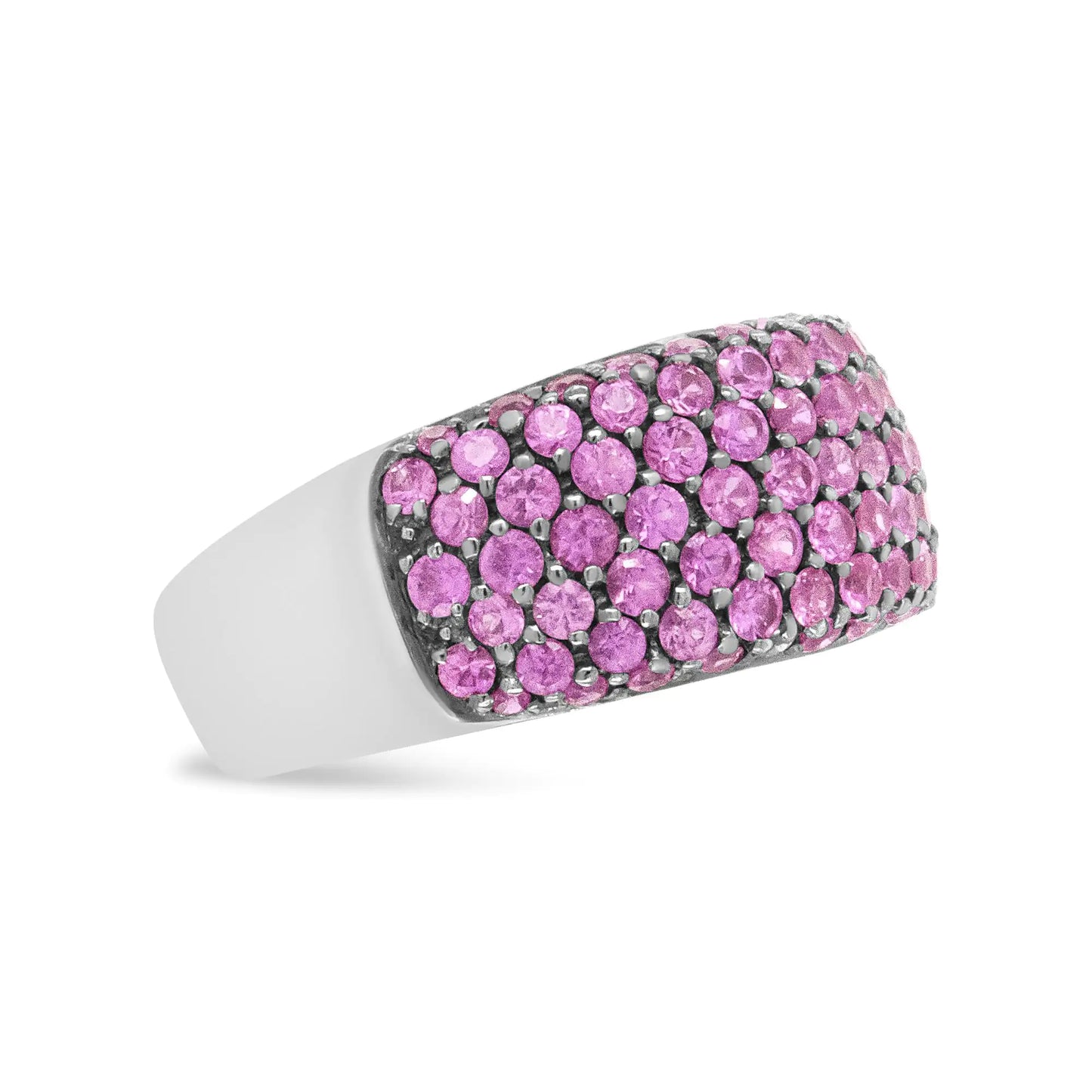 18K White Gold and Black Rhodium Multi Row Pink Sapphire Classic Band Ring