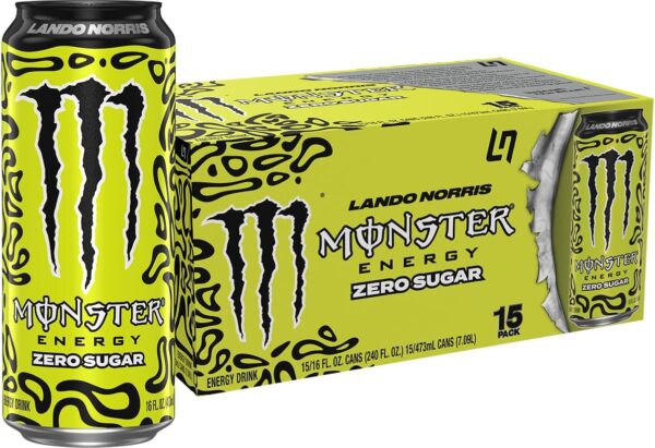 Monster Energy Lando Norris, Sugar Free Energy Drink, 16 Ounce (Pack of 15)